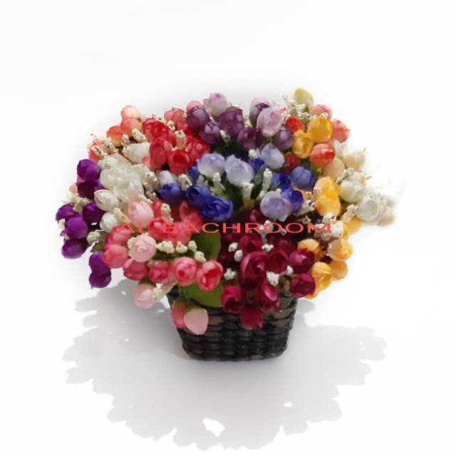 BUNGA PLASTIK MAWAR KUNCUP HIAS ARTIFICIAL B8033 DEKORASI BUNGA ARTIFICIAL  MURAH IMPORT ROSE MINI