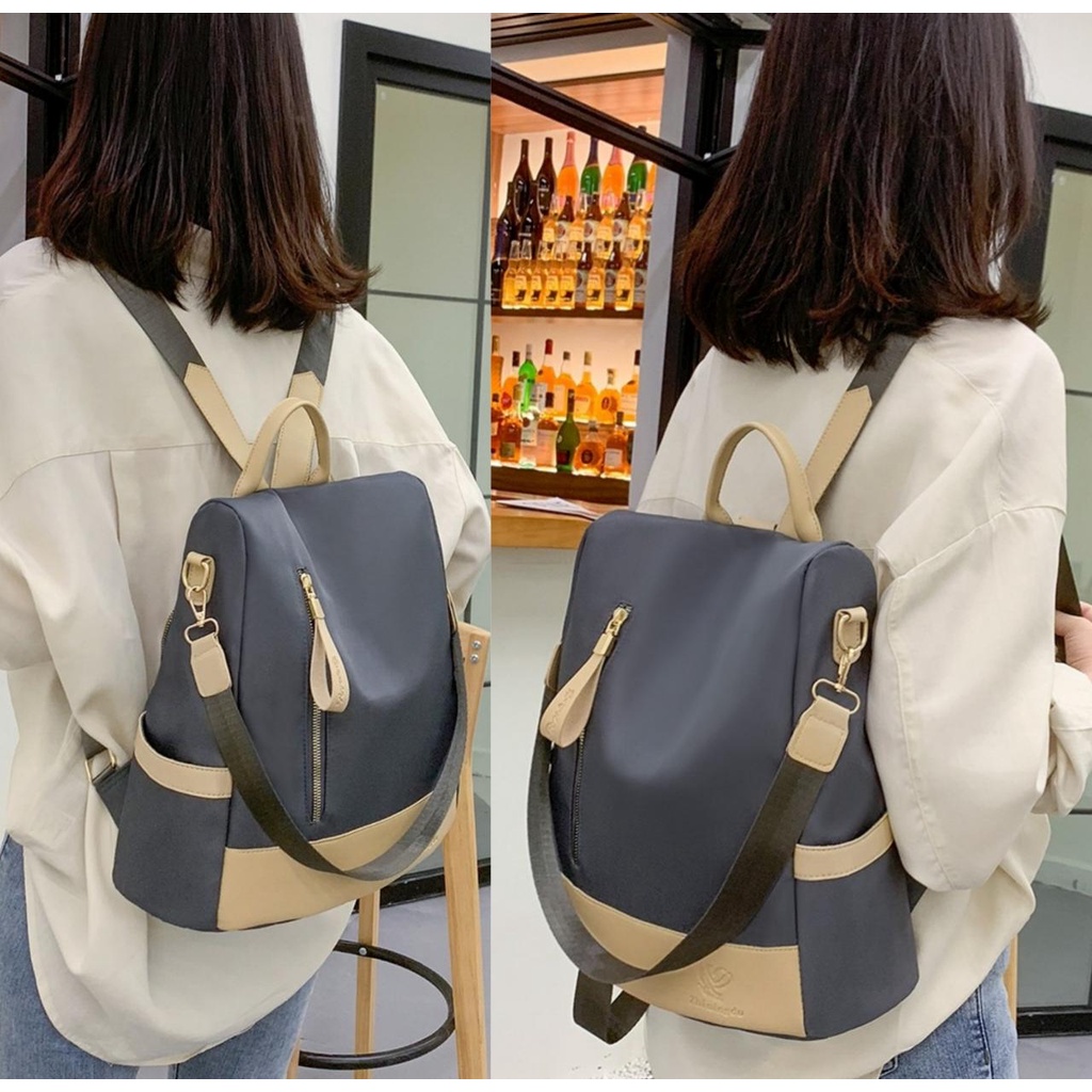 TAS RANSEL WANITA ANTI AIR IMPORTGREY OHIO  SEKOLAH KOREA BACKPACK TA555G2 KULIAH KERJA CEWEK PREMIUM PUNGGUNG BRANDED GENDONG MURAH BATAM