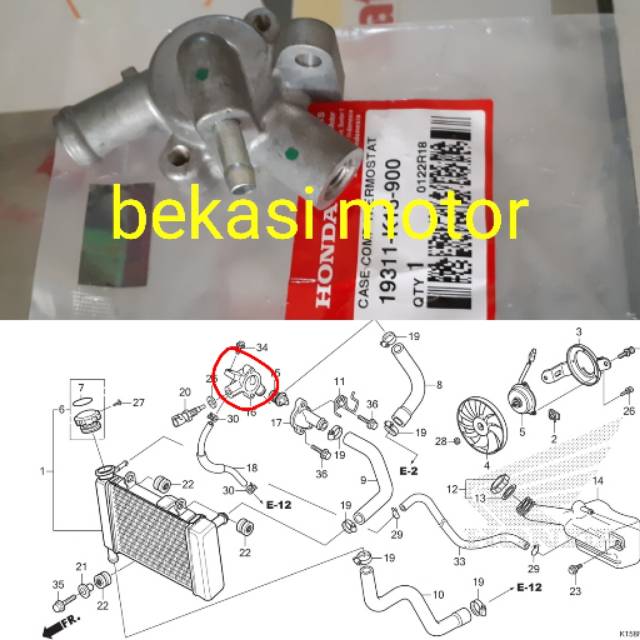 19311-K15-900 case rumah thermostat honda CB 150 old lama CBR 150 lokal original K45A K15A