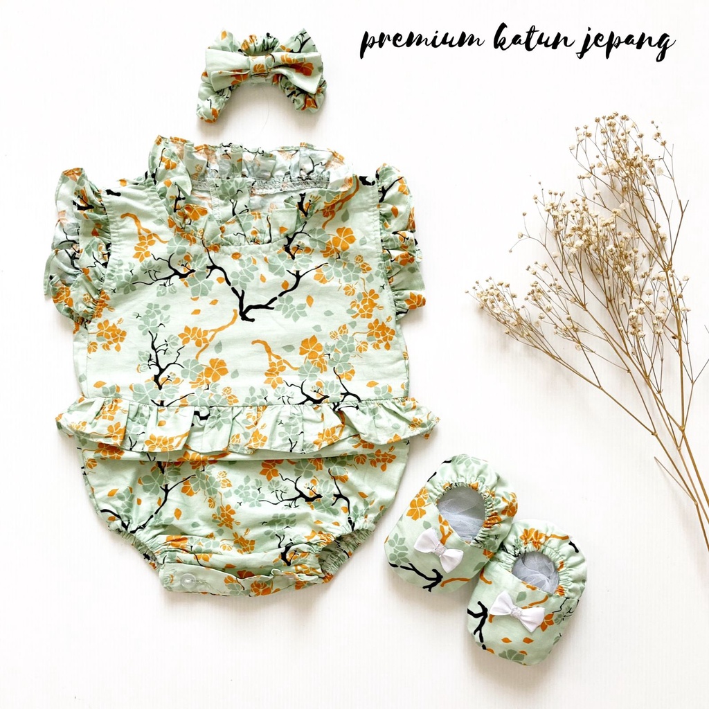 ALEXA / MICHA / GEMPITA LOVE sakura / CLARA TALITHA JUMPSUIT Baju setelan jumper rok bunga bandana sepatu pergi lucu fashion anak bayi perempuan-SAKURA B tosca