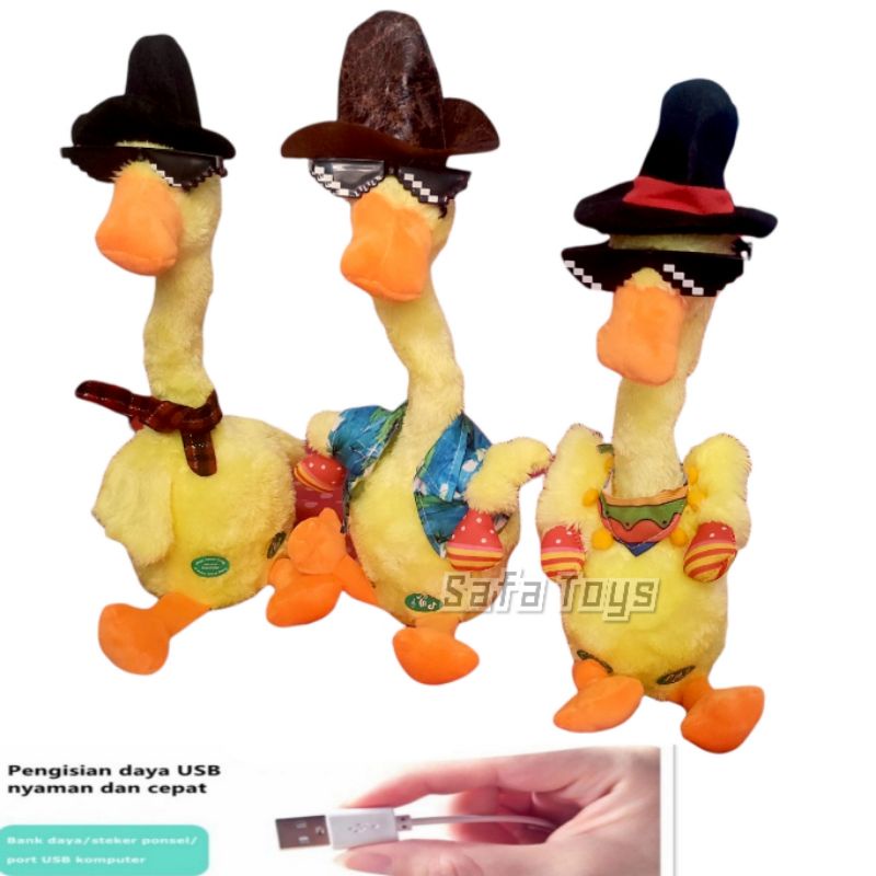 Boneka Bebek Goyang Peniru Suara Dancing Duck LED Cas  Viral