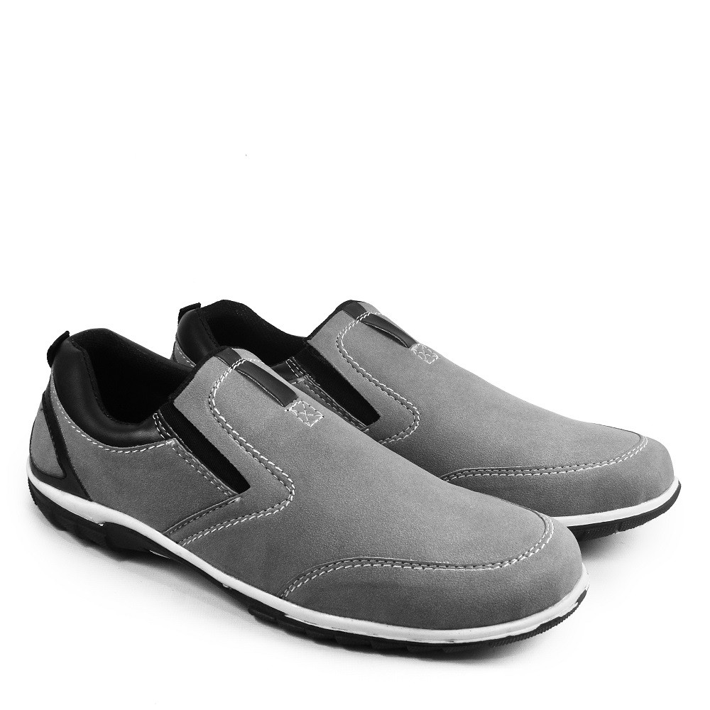 MS SHOP - Sepatu Pria Walkers Katenzo Abu Slop Formal Casual Kerja Selop Keren Slipon Kondangan