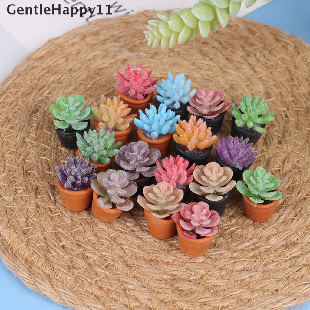 Gentlehappy 5pcs / Set Miniatur Pot Tanaman Sukulen Skala 1: 12 Untuk Aksesoris Rumah Boneka