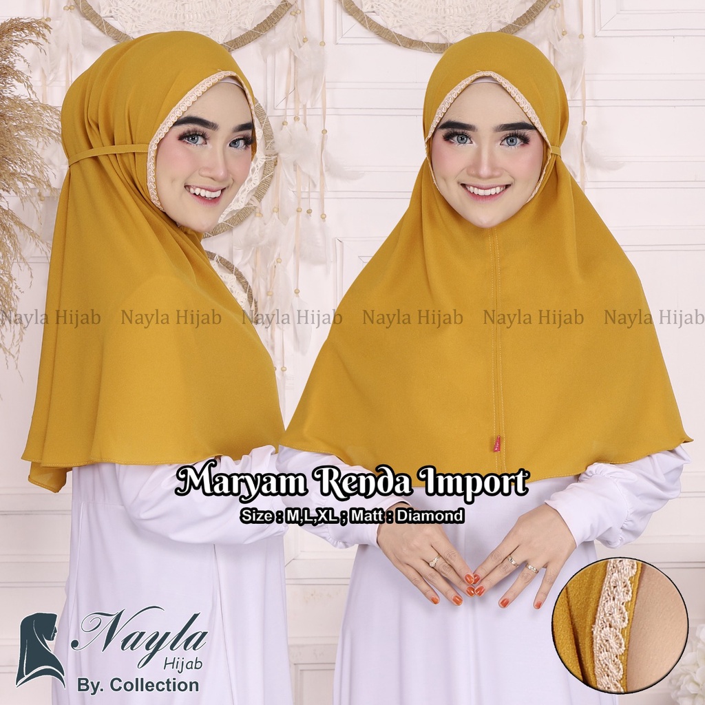 HIJAB INSTAN TALI MARYAM RENDA L BAHAN DIAMOND MARYAM TALI RENDA IMPORT TERBARU NAYLA HIJA'B