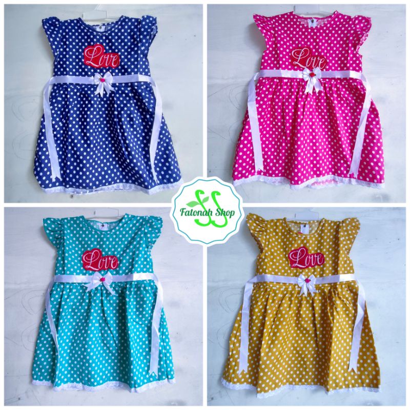 Dress Anak 1 2 tahun baju anak cewek perempuan motif polka Fatonah Shop Godong grobogan purwodadi lovapolka love polka lova polka