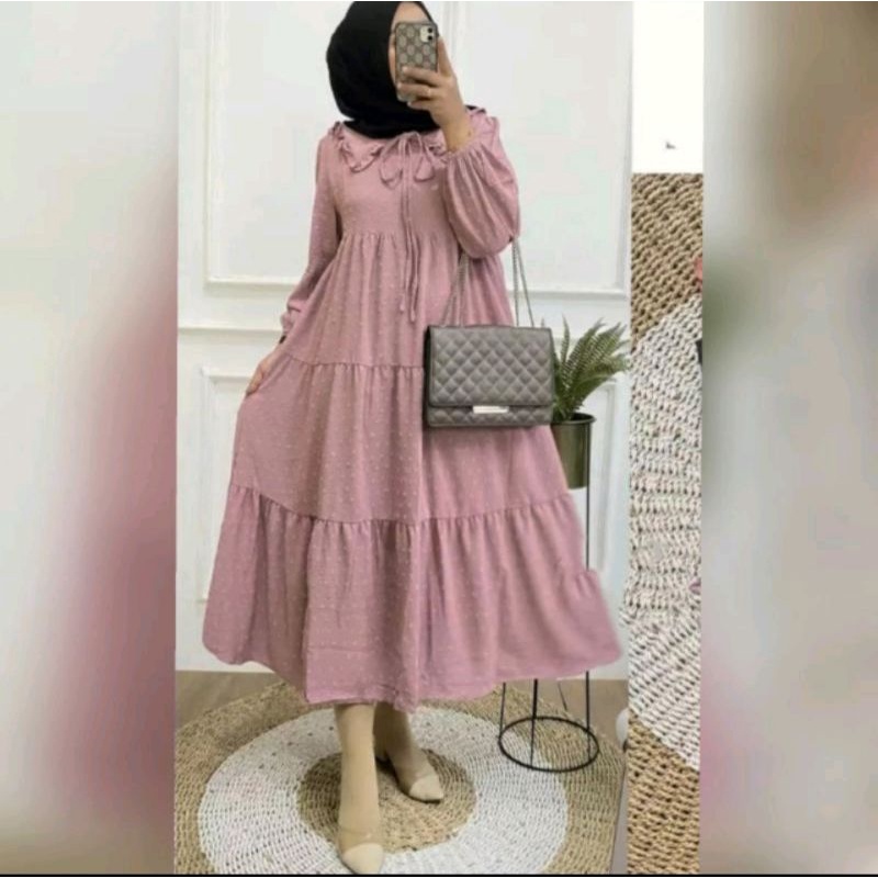 Zulfa Midi Dress Tunik Crinkle Uragiri LD110cm