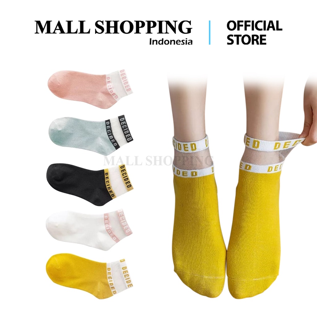 (COD) Kaos Kaki Casual Tansparan Motif Kaos Kaki Import Unisex MALL SHOPPING