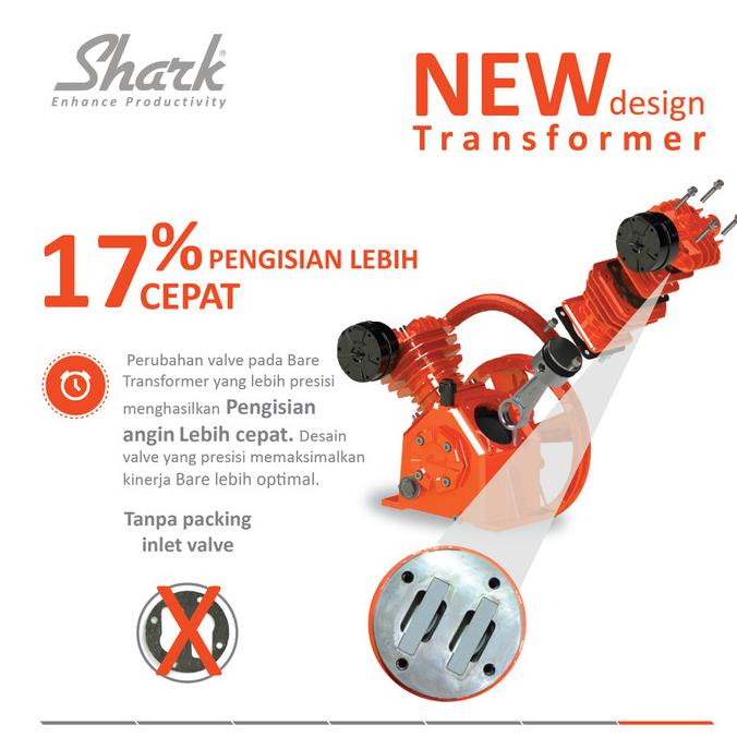 Kepala Kompresor Angin / Shark / Type 1/2Pk/Hp Unloading