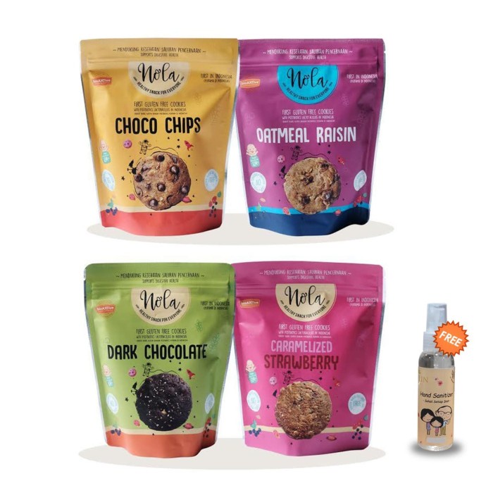 

KERING-KUE- NOLA GLUTEN FREE COOKIES PAKET 4 VARIAN RASA -KUE-KERING.