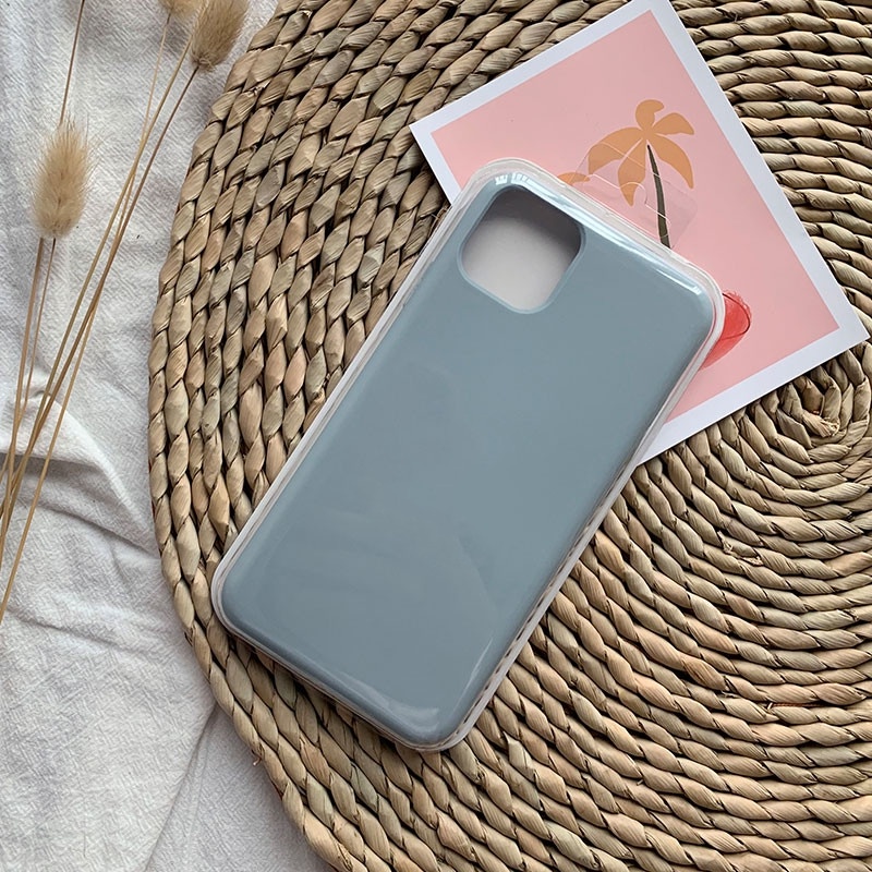 Soft Case Bahan Silikon Warna Biru Abu-Abu Untuk Iphone 13 12 11 Pro X Xs Max 6s 7 8 Plus