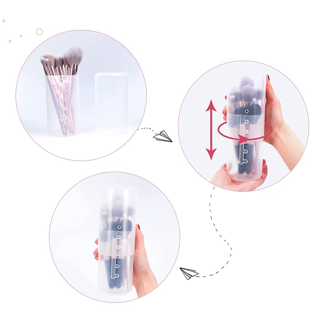 1pc Kotak Penyimpanan Brush Makeup Multifungsi Bahan Plastik Dengan Tutup