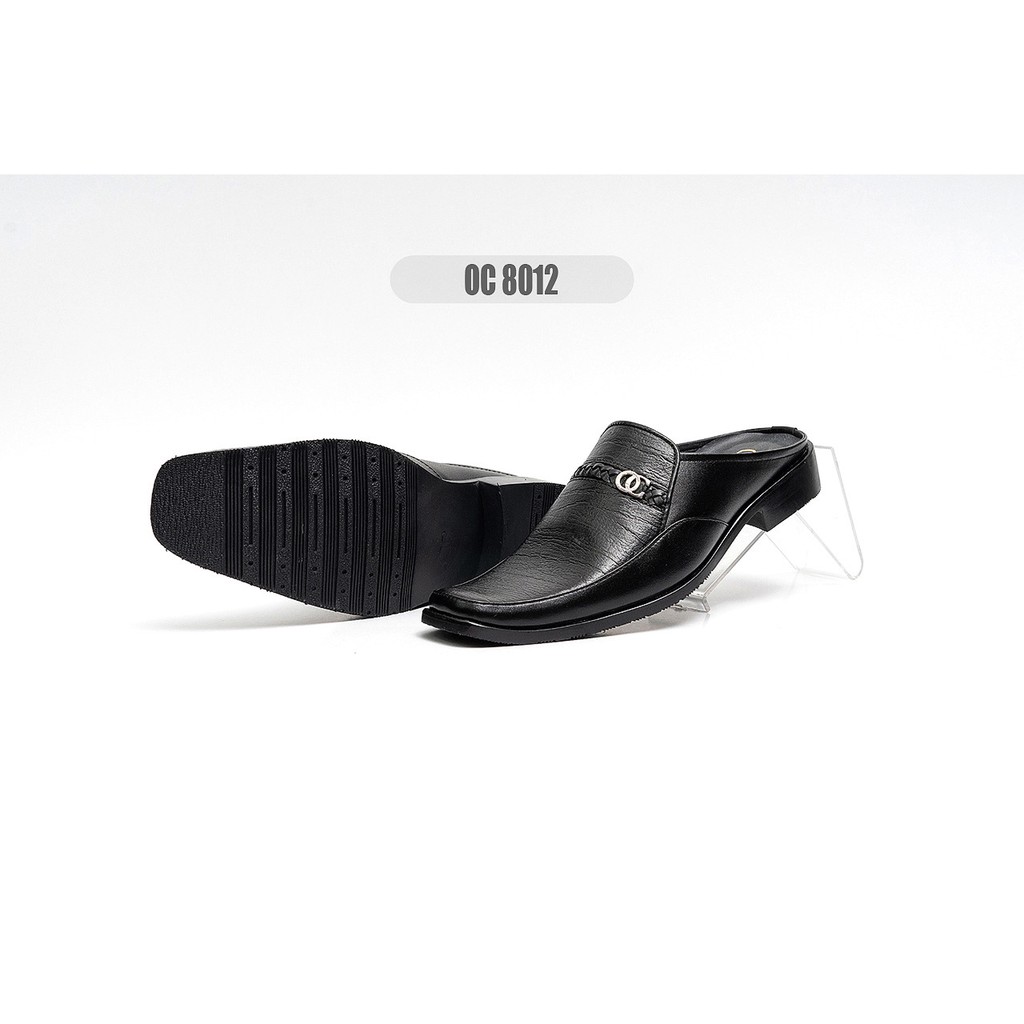 SEPATU SANDAL SLOP KULIT ODON CIBADUYUT OC-8012 TUTONG HITAM KASUAL PRIA