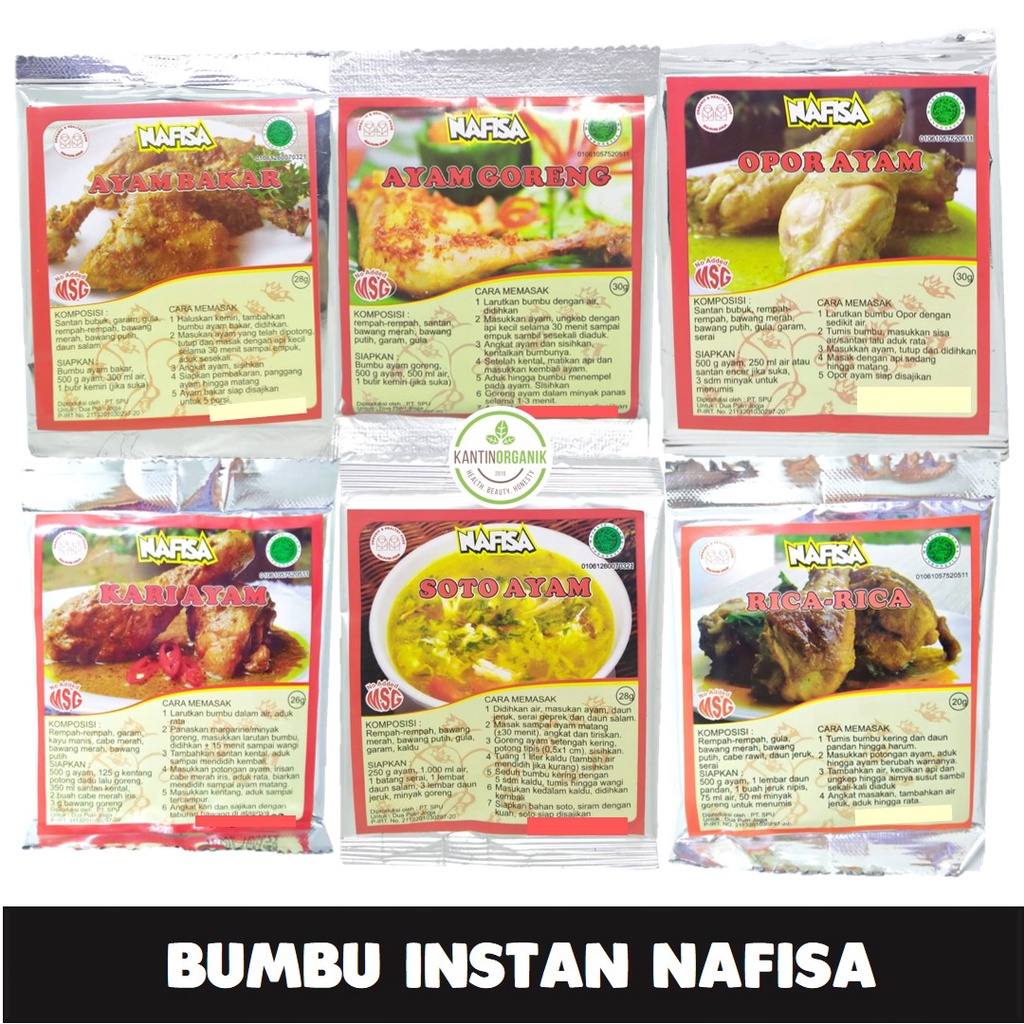 

BERBAGAI VARIAN! Bumbu Instan Nafisa Non MSG (SERBA AYAM)