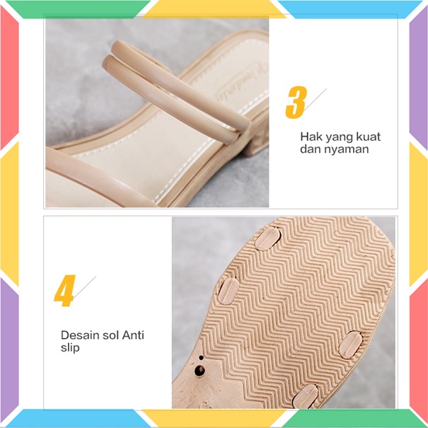 713-1 Sandal Sepatu Wedges Wanita Ban 2 Wonderly Sendal Selop Cewek Jelly Karet Tawana-6