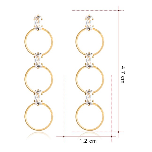 LRC Anting Tusuk Fashion Real Gold Alloy Rhinestone Ring Earrings F79766