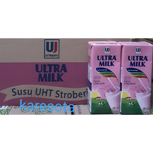 Jual Ultrajaya Ultra Milk Susu Uht Stroberi 250ml Shopee Indonesia 8375