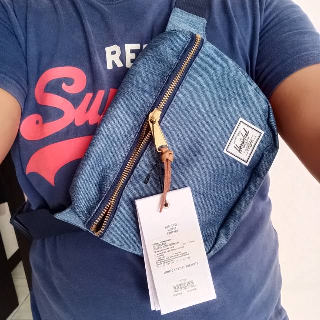 Tas waistbag Herschel biru original