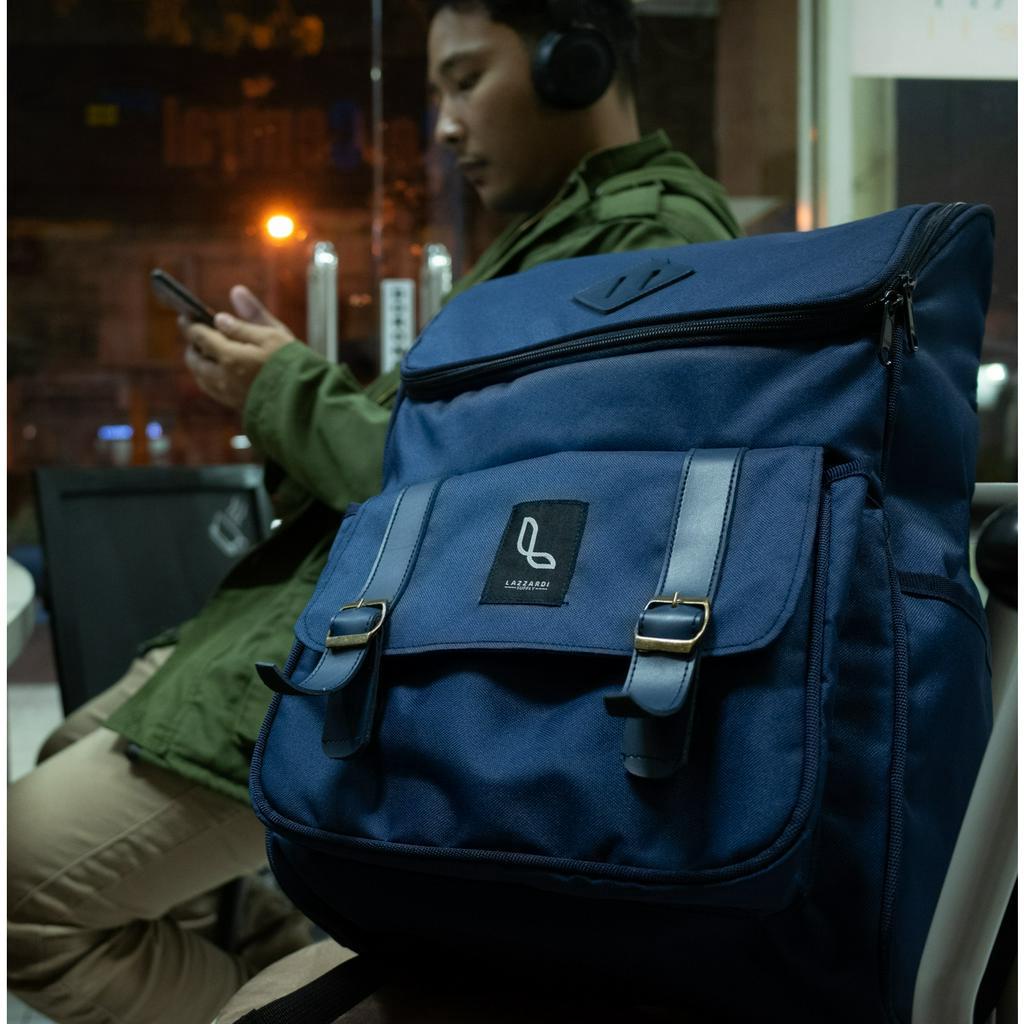 Tas Ransel Pria Wanita Laptop Backpack Gendong Punggung Sekolah Kerja Kuliah Travelling Original Urban Stgl Navy