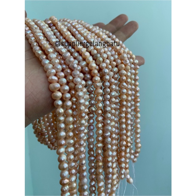 Bahan Mutiara Air Tawar Barok LAVENDER 4 x 6mm Bulat baroque pearl