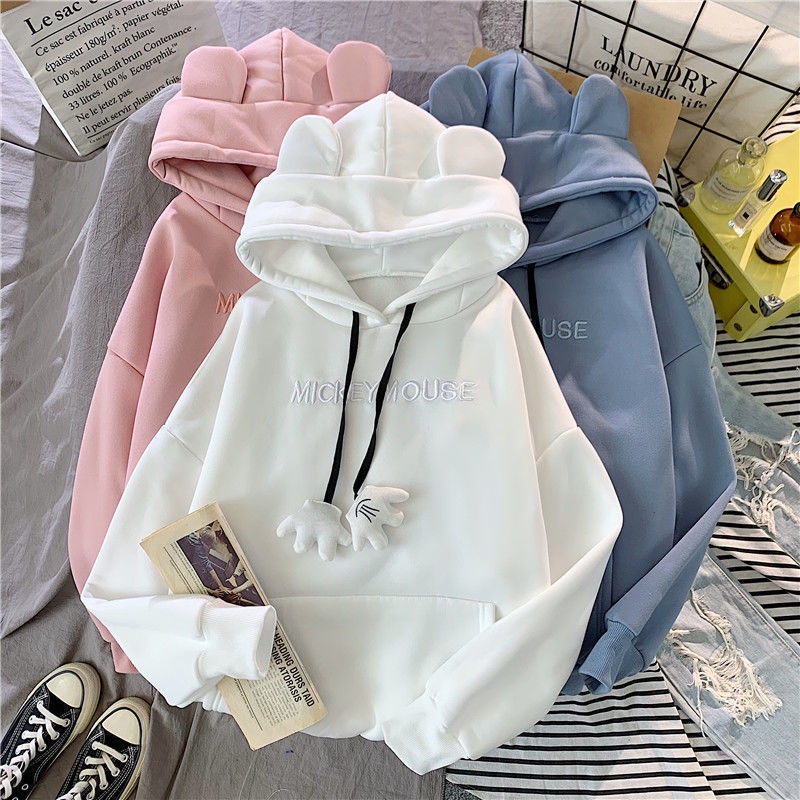 [oniion] Hoodie Mickey Mouse Hoodie Oversize Telinga Lucu Model Korea