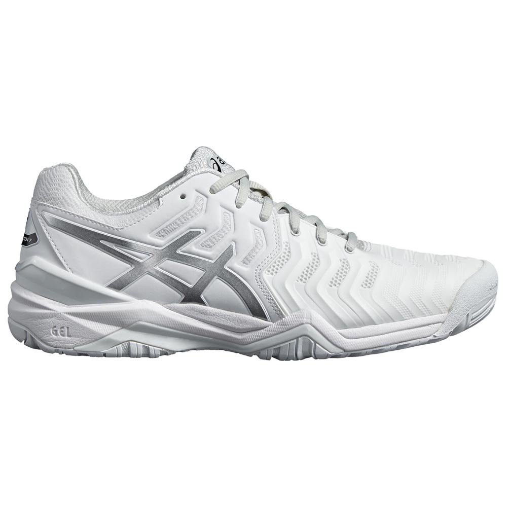 Sepatu Tenis Tennis Wanita dan Anak Asics Resolutin 7 White Silver Original