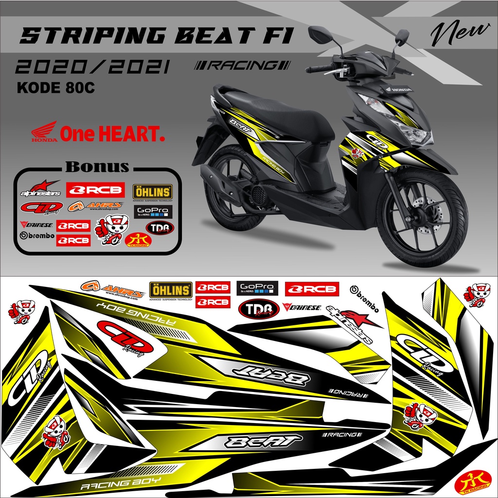 Striping Beat 2021 Variasi Stiker Motor Beat Kode 80