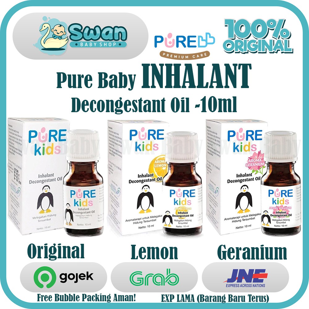 PURE BB Inhalant Decongestant Oil 10ml [ Original / Lemon / Geranium ]