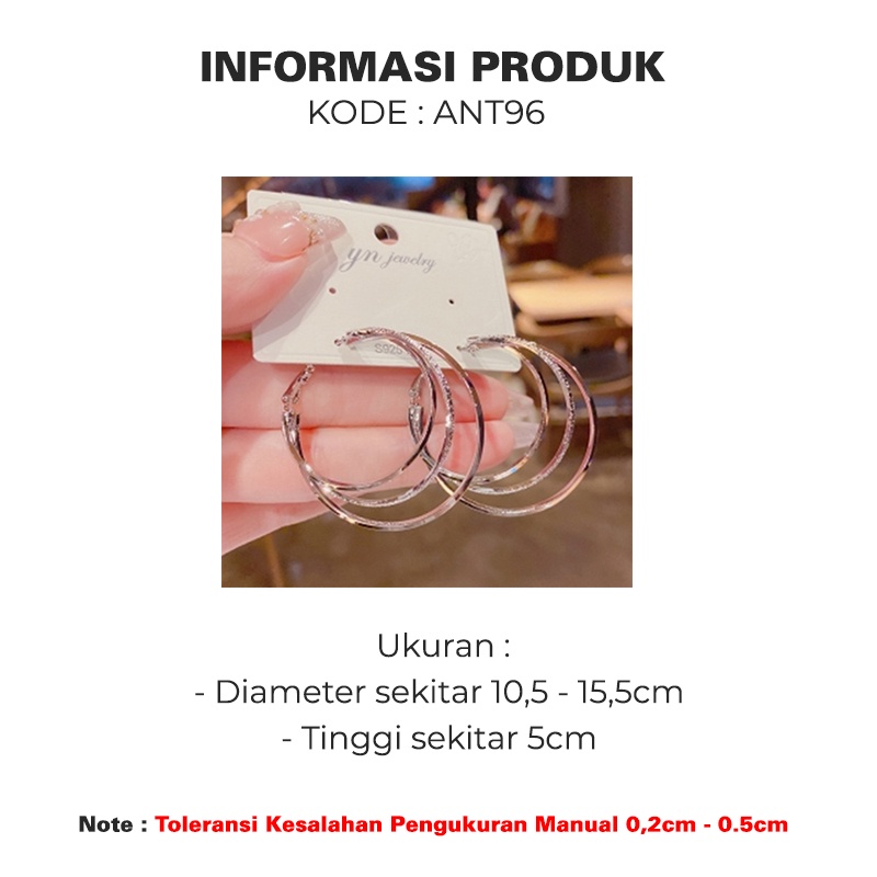 Anting Titanium Korea Bulat Besar 3 Layer Aksesoris Fashion Wanita Kualitas Terbaik ANT96