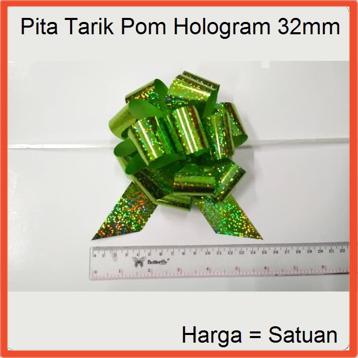 

Pita Tarik Pom Sedang 32mm Hologram Kerlip Satuan untuk Dekorasi Pesta