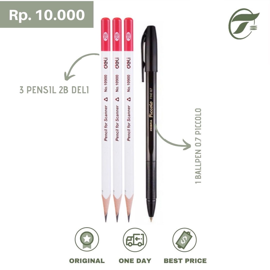 

PAKET SERBA 10000 ( 3 PENSIL NO.10900 2B DELI, 1 BALLPEN 0.7 PICCOLO )