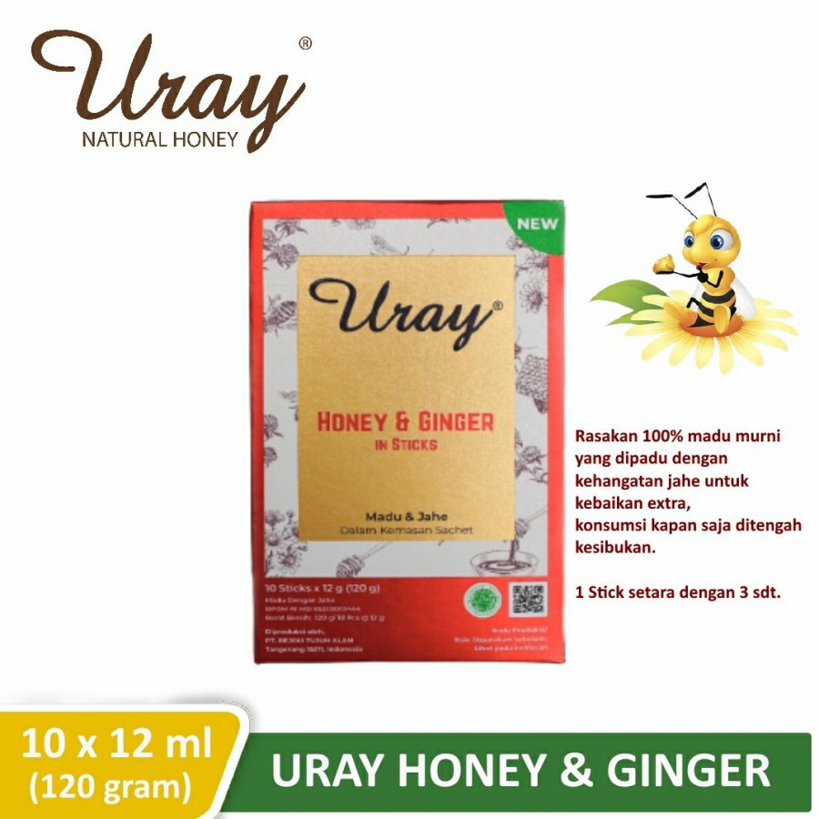 

Madu Uray Stick - Raw Honey Ginger jahe - 10 x 12 gram