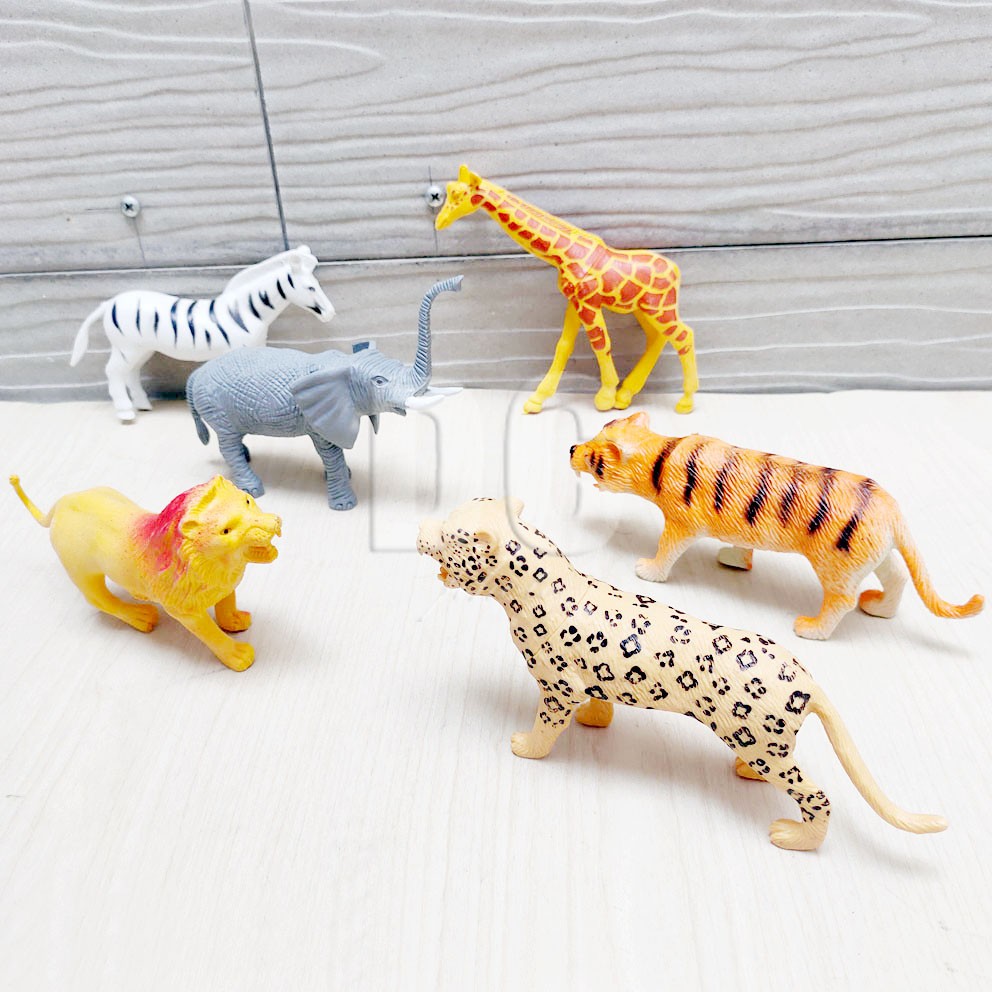 Zoo Animal Collection 147-13 Mainan Hewan Liar Cheetah Harimau Singa Gajah Jerapah Zebra
