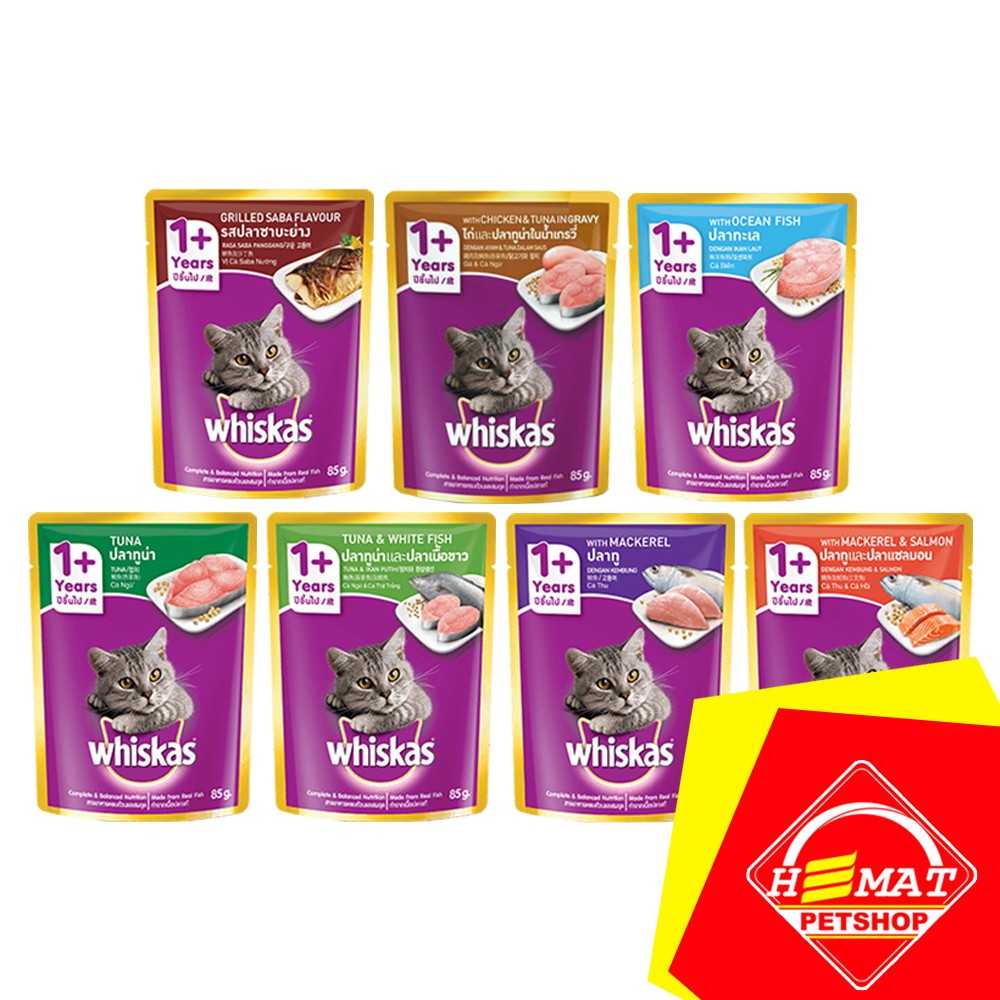 Whiskas Adult Pouch Sachet 85 Gram Makanan Kucing Wet Food Saset