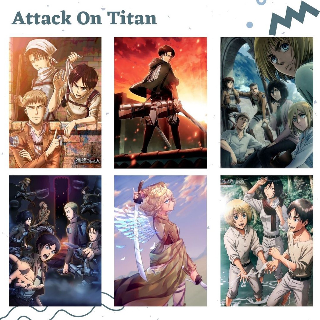 POSTER ANIME #2 (6 pcs) - BISA CUSTOM - POSTER DINDING - POSTER AESTHETIC - ANIME-Attack On Titan