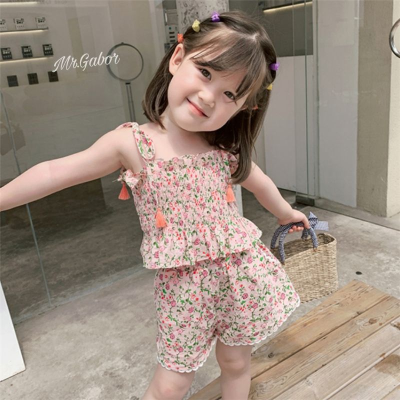 [Mr.Gabor] Setelan tanktop hotpant korea anak perempuan import 2 - 6 tahunan