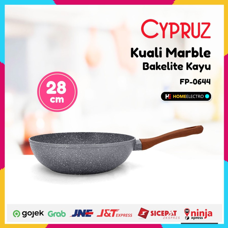 Cypruz FP-0644 Fry Wok Marble Bakelite Kayu 28cm