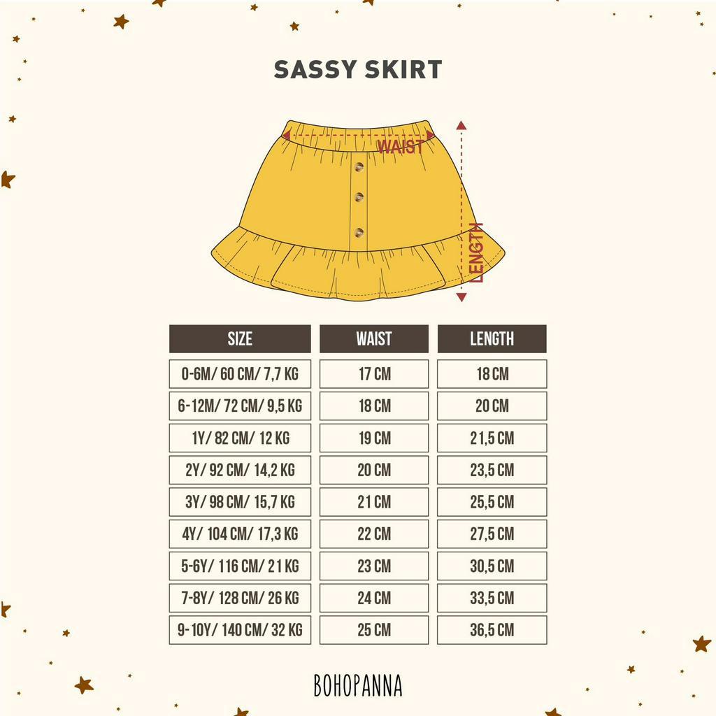 BOHOPANNA Sassy Skirt 0-10 Tahun Rok Ruffle Kancing Fashion Anak Perempuan