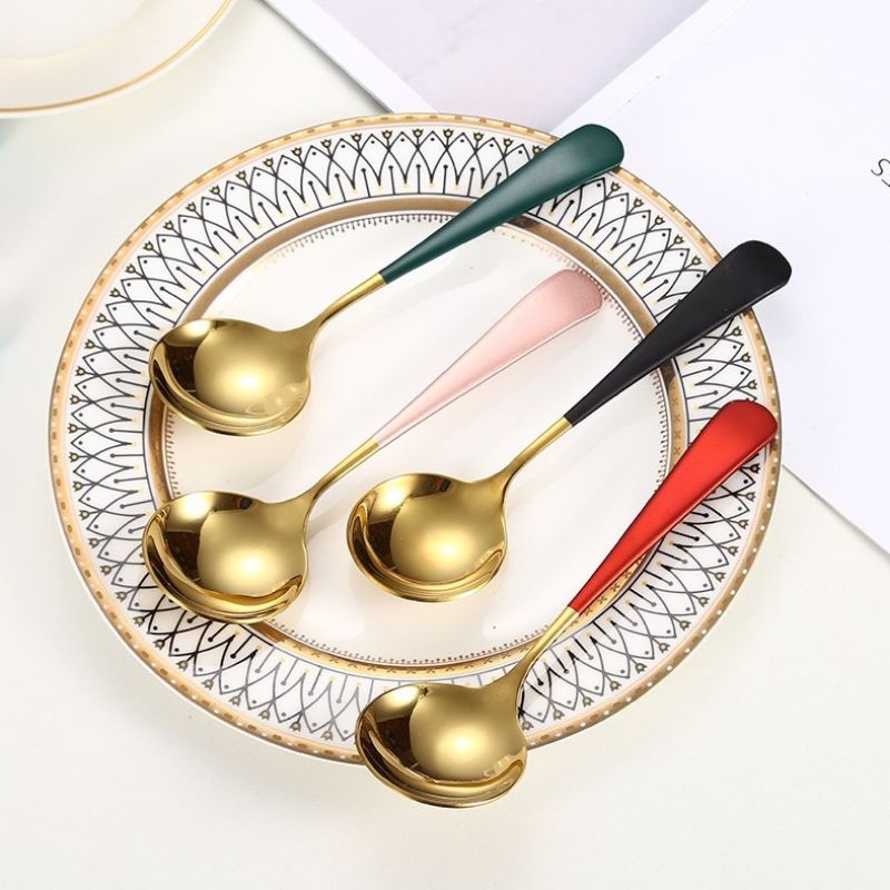 viralkan Sendok bulat makan steinless stell buah es cream sayur sup anti karat korea premium elegan