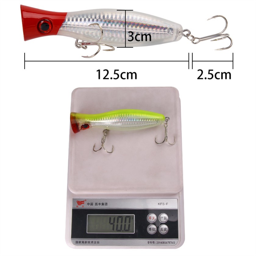 Shengyao 1Pcs Big Popper Umpan Pancing 12.5cm 40g Swimbait Fishing Lure Ikan Bass Bait Kail Floating Tackle