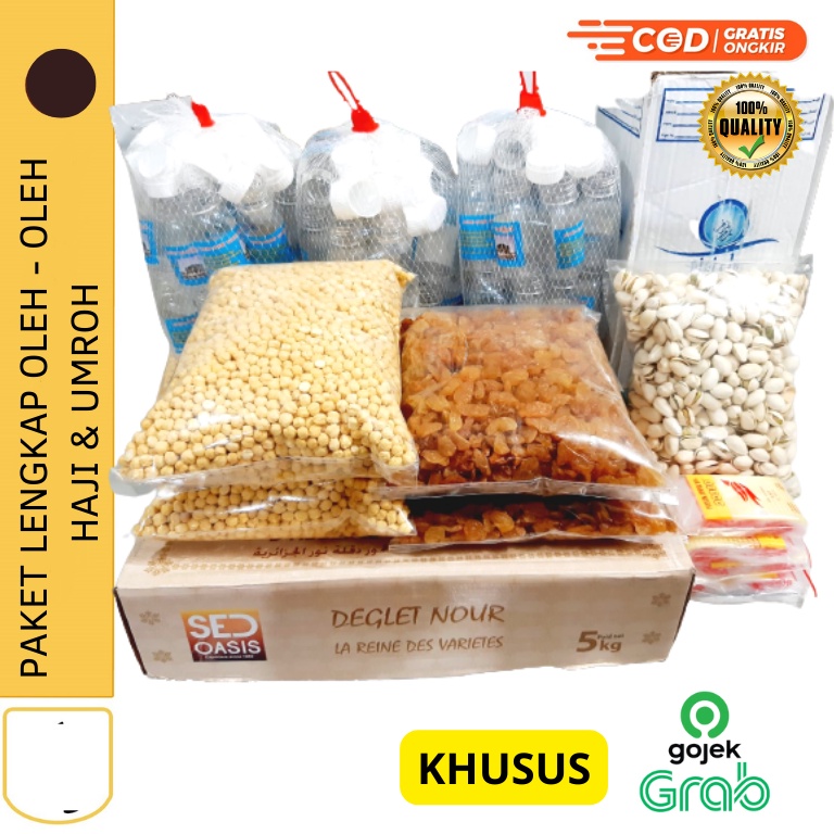 

Paket Lengkap Oleh Oleh Haji dan Umroh Oasis Tunisa Madu 5KG / Air Zam -Zam / Botol Zam-Zam / Kismis Raisin / Kacang Arab / Kacang Pistachio / Kardus Haji