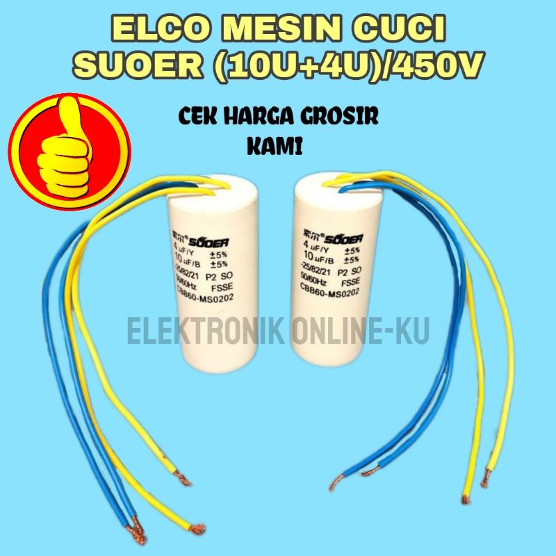 ELCO MESIN CUCI SUOER 10UF 4UF 450VAC