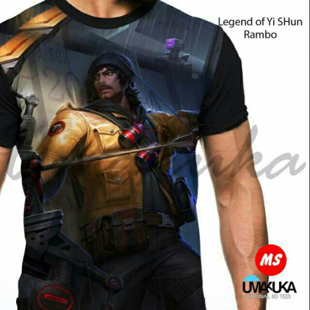 Kaos 3d Fullprint Umakuka Mobile Legend Of Yi Shun Rambo skin legends oblong distro murah ootd PO