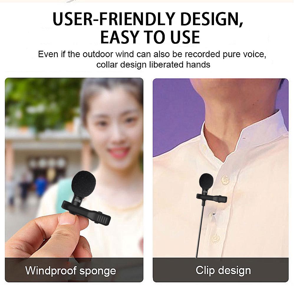 Lapel Mini Clip-On Klip On Hands-Free Type-C USB Recorder Mic Microphone Universal Portable Mikrofon Mini HD Tipe-C Plug Mic