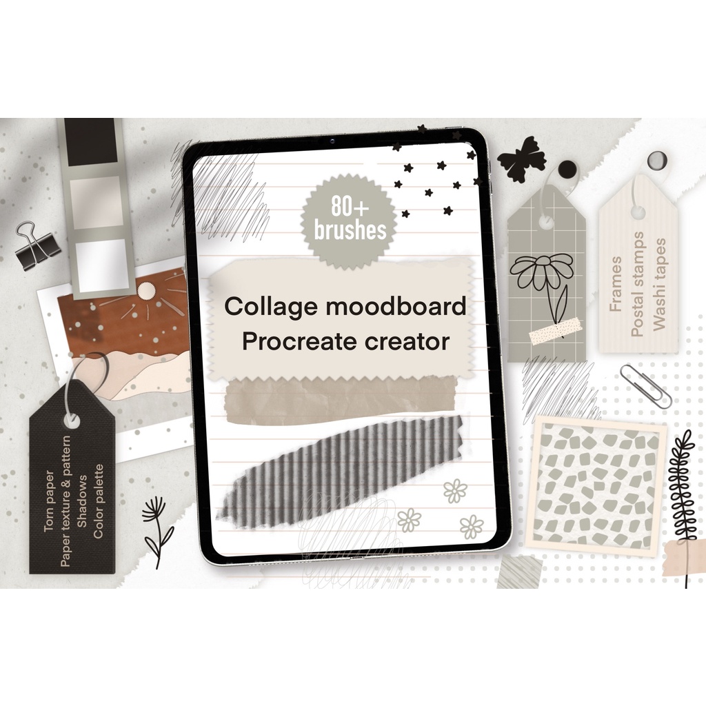 Procreate Brush - Moodboard Collage Stamps Brushes