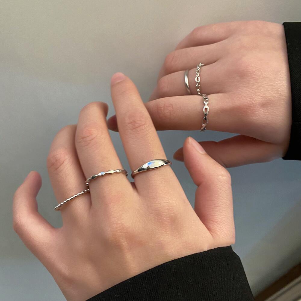 IFYOU 6pcs / set Cincin Model Terbuka Warna Silver Gaya Korea Untuk Wanita