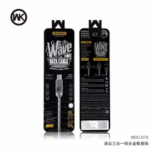 WK CABLE DATA & CHARGING 3 IN 1 (MICRO/LIGHTNING/TYPE C) WAVE SERIES WDC-015