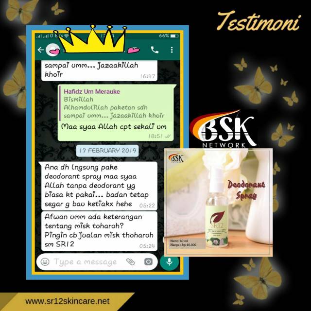 Deodorant Spray SR12 Premium Penghilang Bau Ketiak Pemutih Ketiak dan Selangkangan Ampuh Penghilang Bau Badan Deodorant BPOM