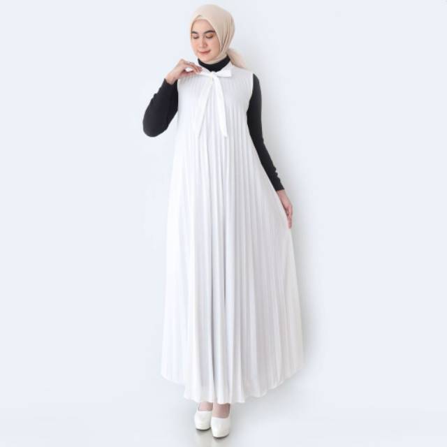 GAMIS - GAMIS PLISKET TANPA LENGAN PUTIH - BAHAN HYGET SUPER ( PREMIUM )