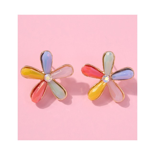 LRC Anting Tusuk Fashion Alloy Resin Flower Earrings F72668