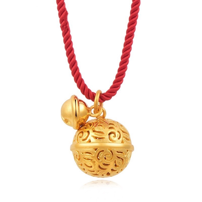 [Ready Stock]Fashion Gold-Plated Carved Bell Pendant Necklace